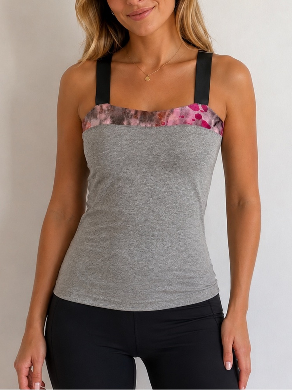 Lululemon NWT Heart Tank - Light Grey/Pink Pattern